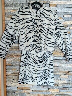 Black & White Faux Fur Tiger Print Two-Piece Set
